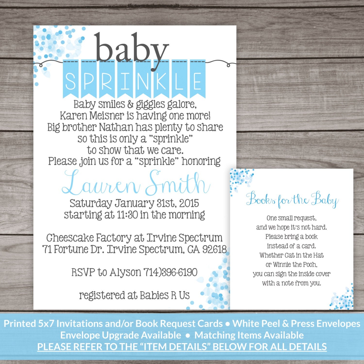 Baby Sprinkle Invitations for a Boy Poem Blue by PartyPrintery