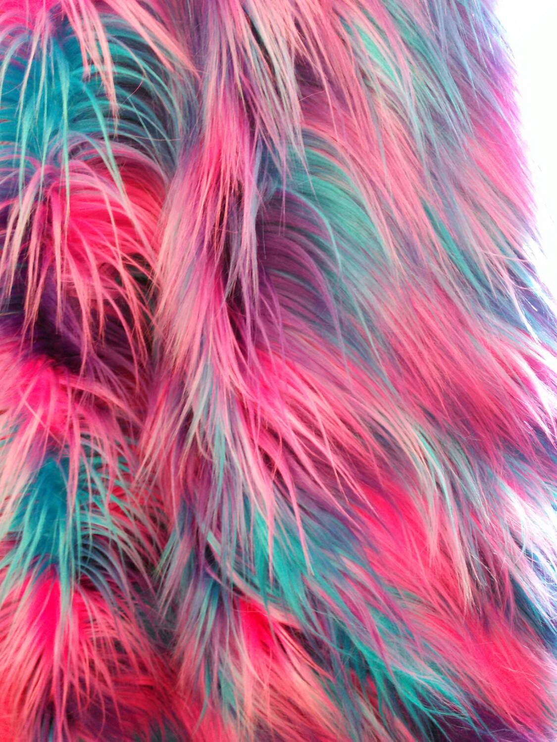 Fantastic Faux fur fabric multi color. Sold by by KINGDOMOFFABRICS