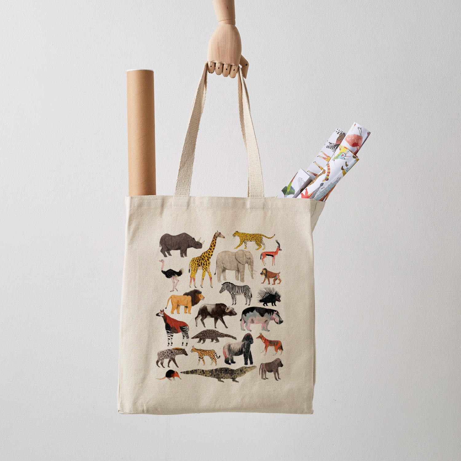 Safari Animals Canvas Tote Bag canvas bag shoulder bag