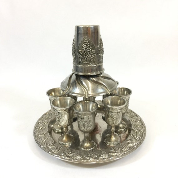 Kiddush Fountain Drinking Set Judaica Wine Fountain Shot