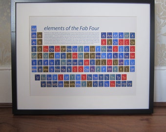 Beatles art, Beatles print, music art, music gift, Beatles periodic table, Beatles fan, Beatles gift, Beatles