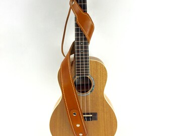 Leather Ukulele Strap / handmade / lined / Mandolin Strap / Adjustable / Musician gift / Christmas gift
