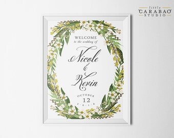 DIGITAL Wedding Welcome Sign Floral PRINTABLE Reception Sign Custom Wedding Sign - Little Carabao Studio - #BW106