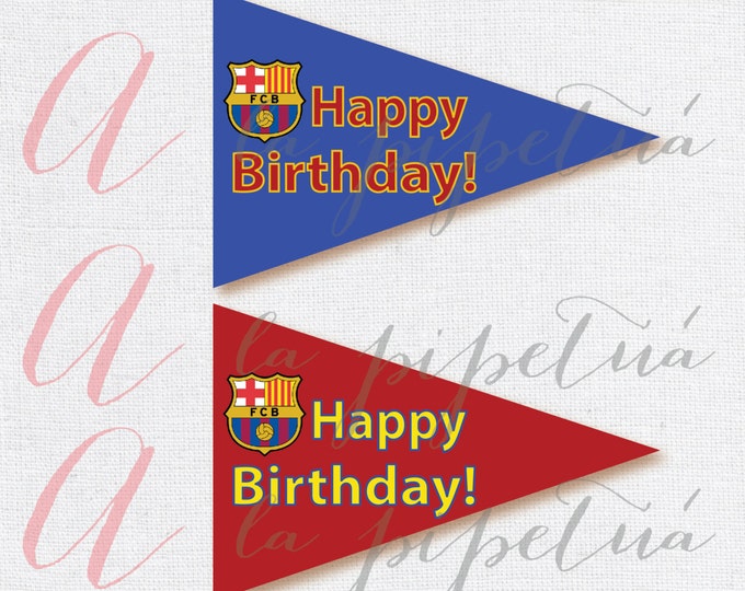 Soccer flag. Soccer birthday flag. Soccer banner. Soccer printables. Barcelona printables. Happy Birthday flag. Boy soccer flag.
