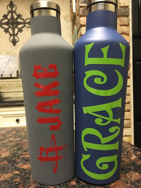 Vinyl decals for water bottles or glasses
