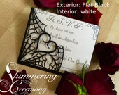 Gothic Spiderweb halloween RSVP wedding party card spooky love heart match