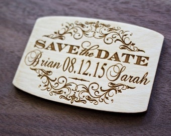 Save the Date Wooden Magnets, Laser Engraved, Wood Save-The-date Magnet, Personalized Wedding magnet, Rustic Save-the-Date, Backyard Wedding