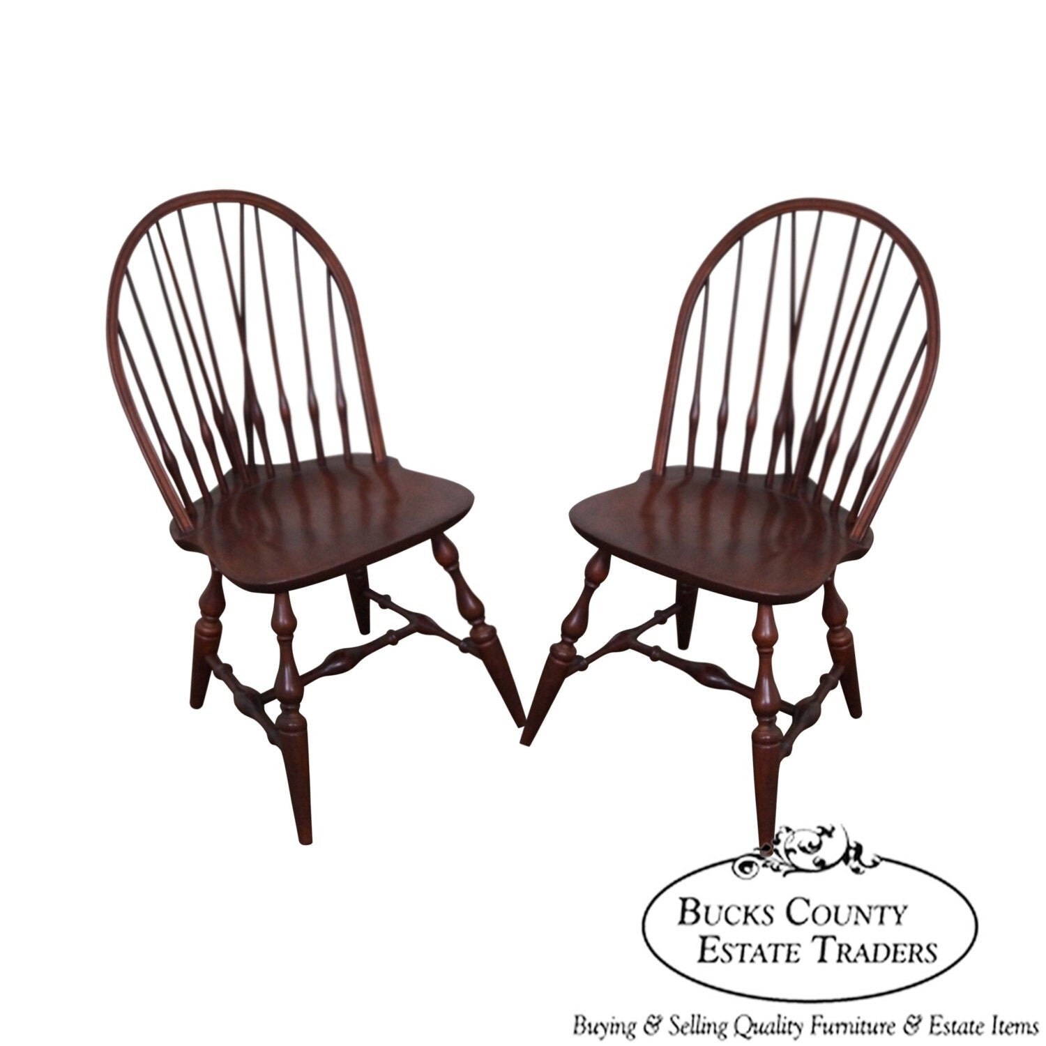 Nichols & Stone Cherry Finish Pair of Windsor Side Chairs Haute Juice