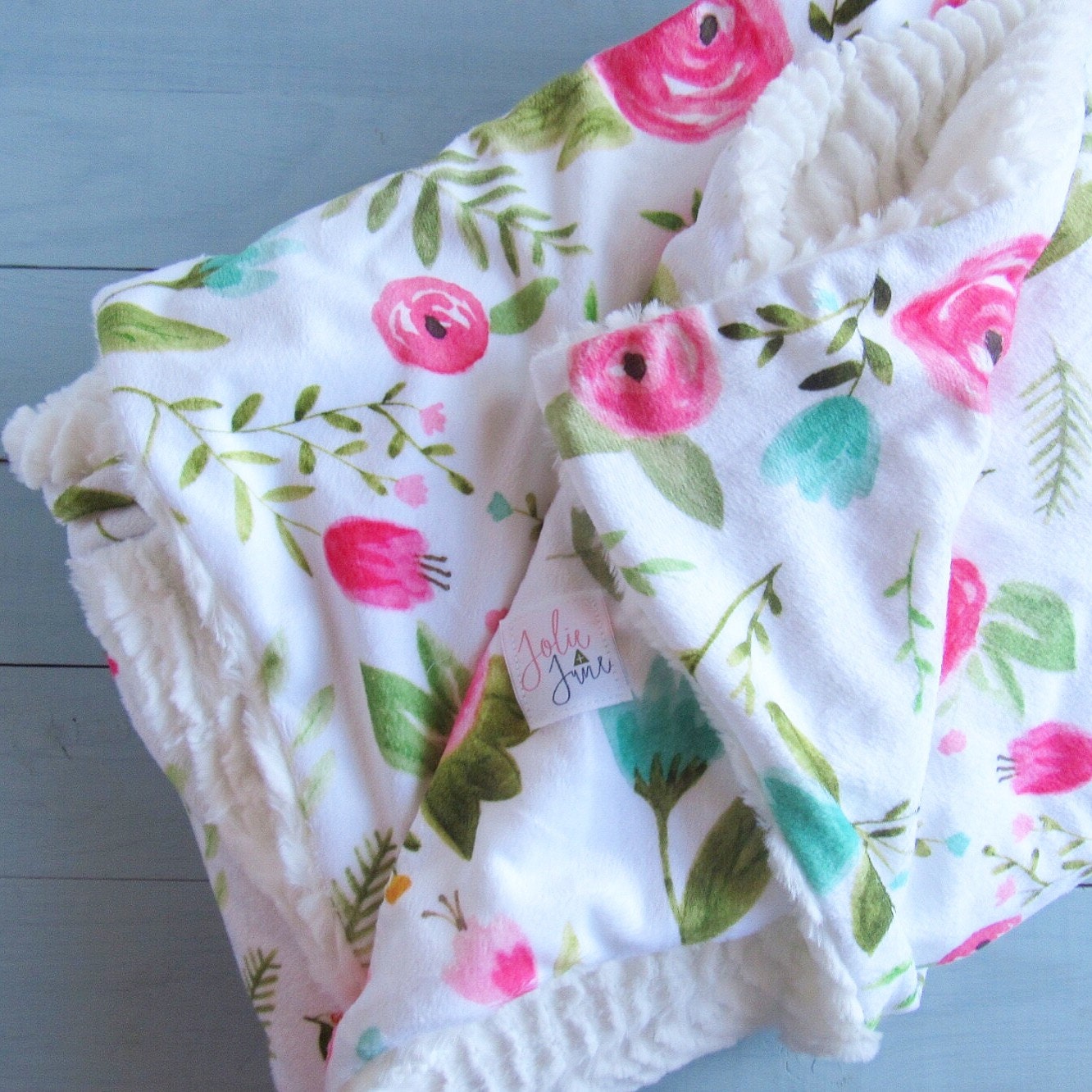 Baby Blanket // Baby Girl Blanket // Floral by JolieandJune