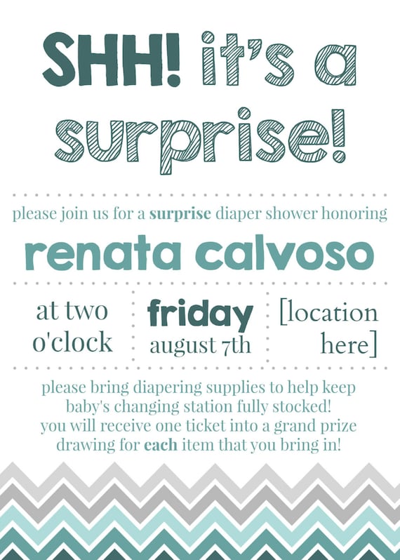 SHH it's a surprise Baby shower Invite announcement