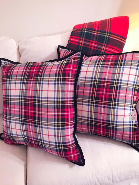 Ralph Lauren Vintage Red Tartan Pillows by EtoileduNorth on Etsy