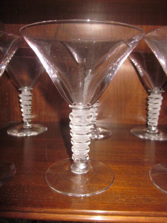 Art Deco Set of 6 Martini Glasses with Cut by LazyDogAntiqueStore