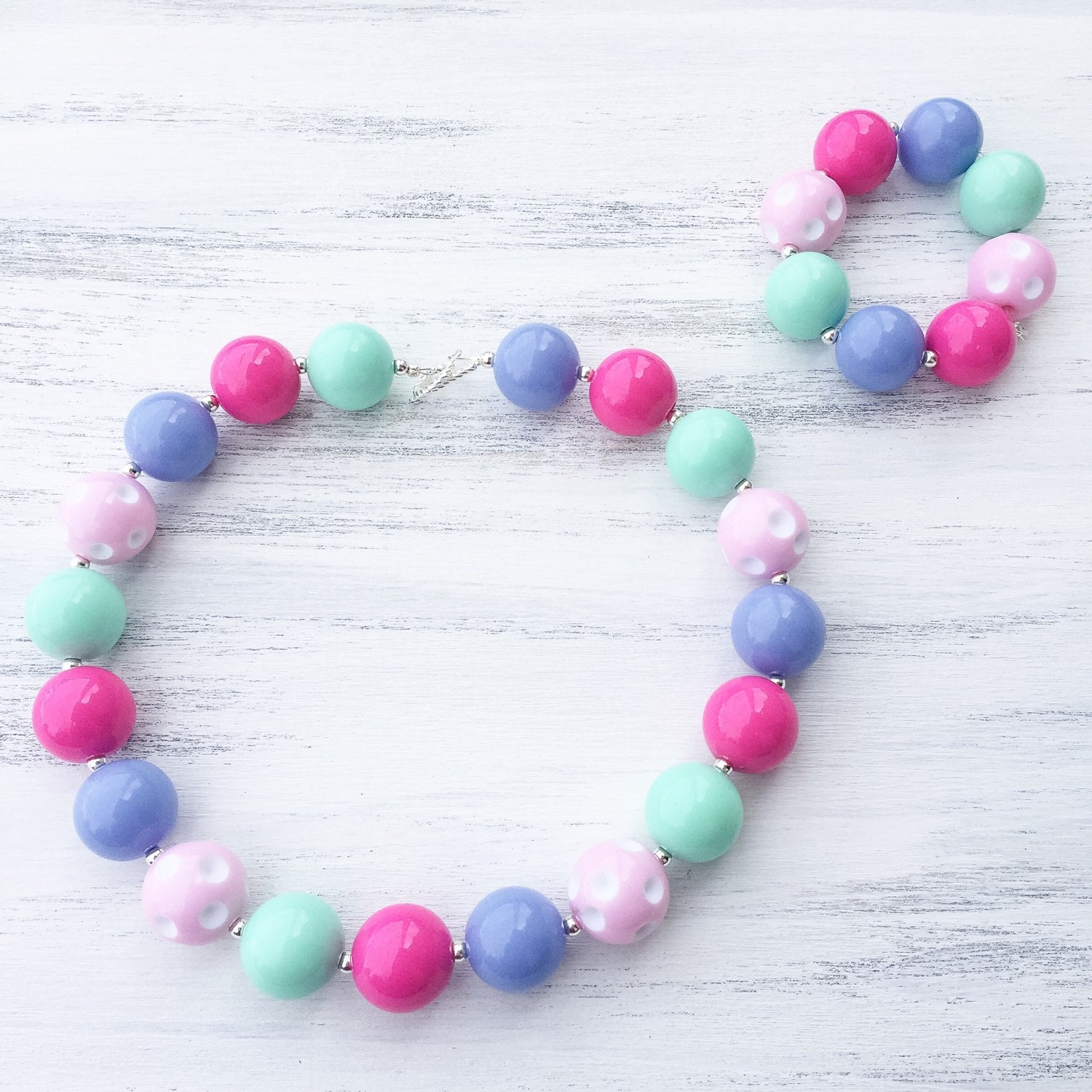 Pink Bubblegum Necklace Girl Chunky Necklace Girl Toddler