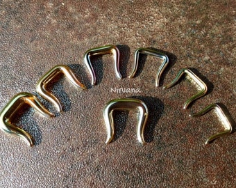 Silver Gold Septum Retainer Pyrex Glass 1 Pair (2 Pieces) 18g 16 g 14 g 12 g 10g 8g 6g 4g 2g 0g 00g 1 mm 1.2 mm 1.6 mm 2 mm 2.5 mm - 16 mm