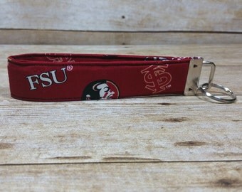 Key Wrist Strap, Fabirc Wristlet Key Chain, Fabric Wristlet Key Fob, Fabric Keychain, Fabric Key Fob, Florida State, Seminoles, FSU, Noles
