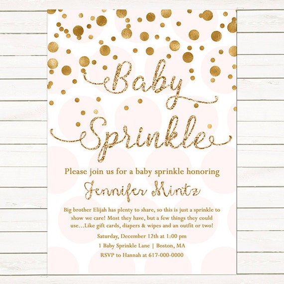 Pink Gold Baby Sprinkle Invitation, Baby Girl Sprinkle, Printable ...