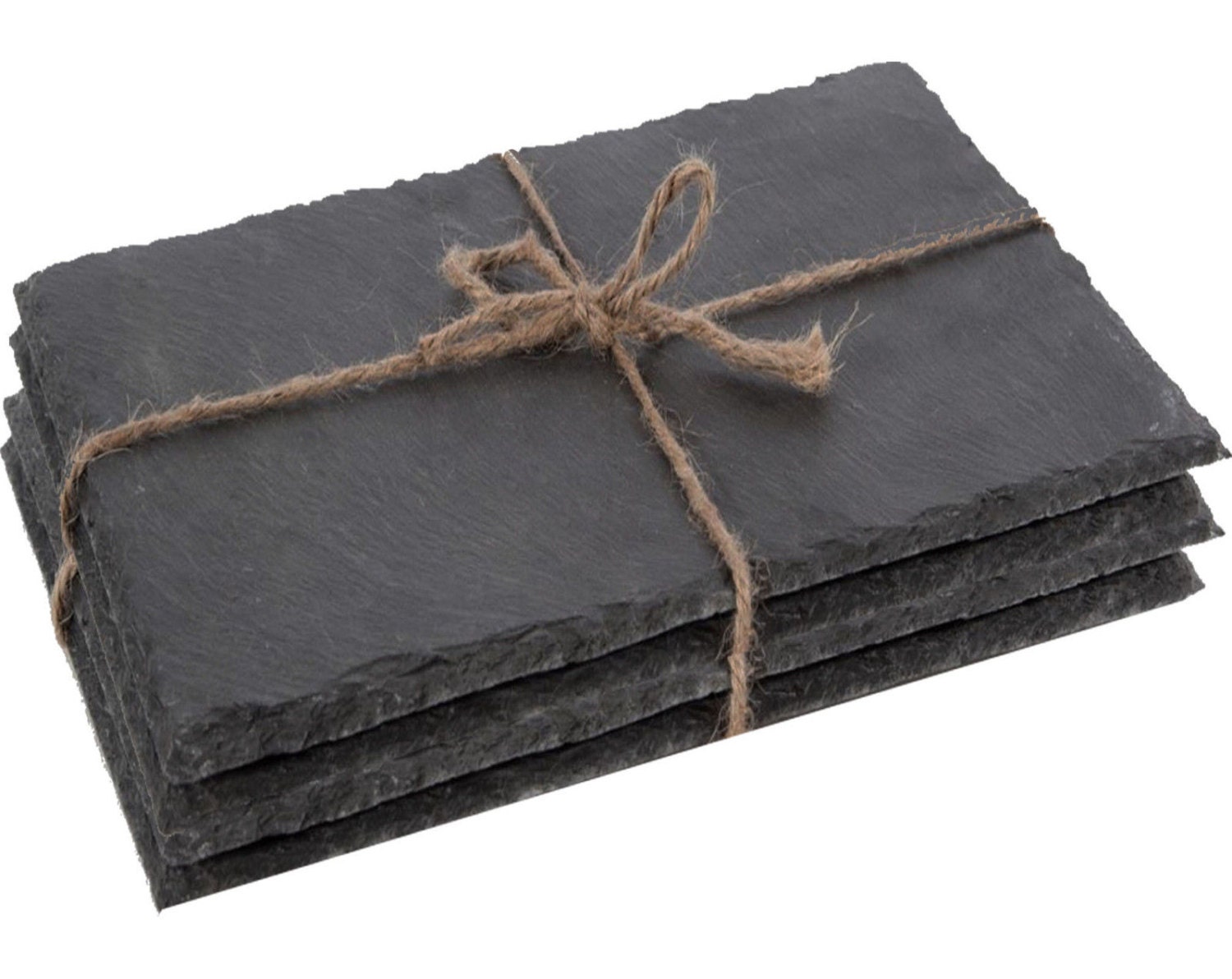 Set of 6 Natural Slate Rectangular Place Mats Dinner Table