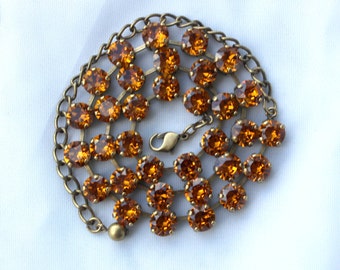 November Birthstone Necklace - 8mm Topaz Swarovski Crystal Necklace