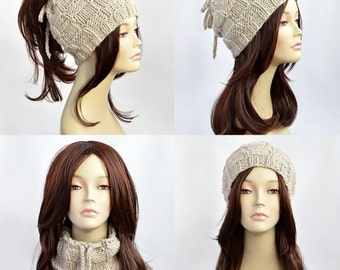 Ponytail Hat Scarf, Ponytail Beanie, Transformer Hat, Hat with Hole, Womens Hat, Knit Hat, Knit Beanie, Bonnet Femme, Womens Beanie