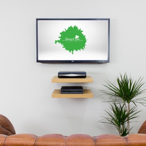 Floating TV AV Media Shelf in Solid Oak 50cm by BespOakInteriors