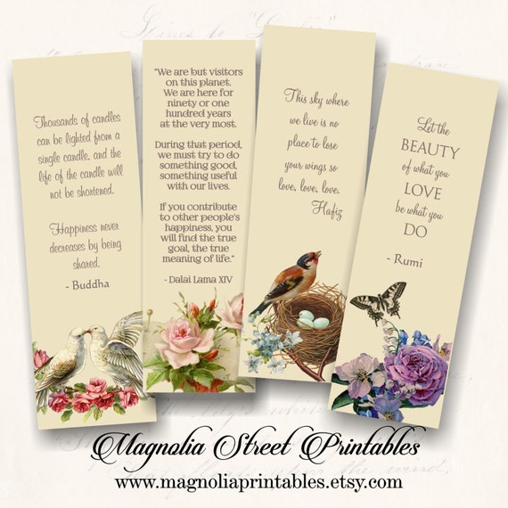 Printable Bookmarks Inspirational Quotes Bookmarks Vintage