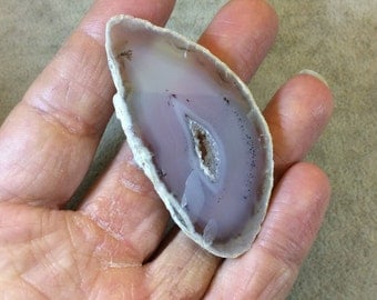 Large Freeform Druzy Agate Slice Pendant (NOT Drilled) - Measuring 37mm x 58mm Approximately - Natural Gemstone Pendant - Sold Individually