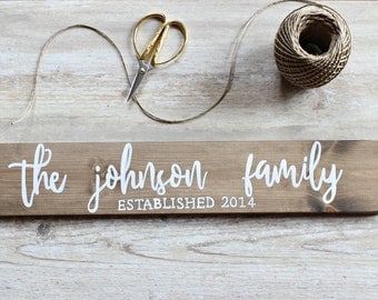 Family Name Sign, Family Established Sign, Family Established Wood Sign, Rustic Home Decor, Farmhouse Decor, Anniversary Gift, Rustic Wood