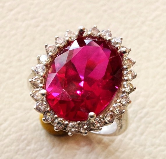 red corundum oval stone ring identical to genuine ruby classic