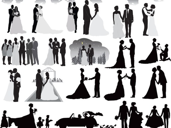 Wedding Party Silhouettes Clip Art Wedding Silhouettes Clip