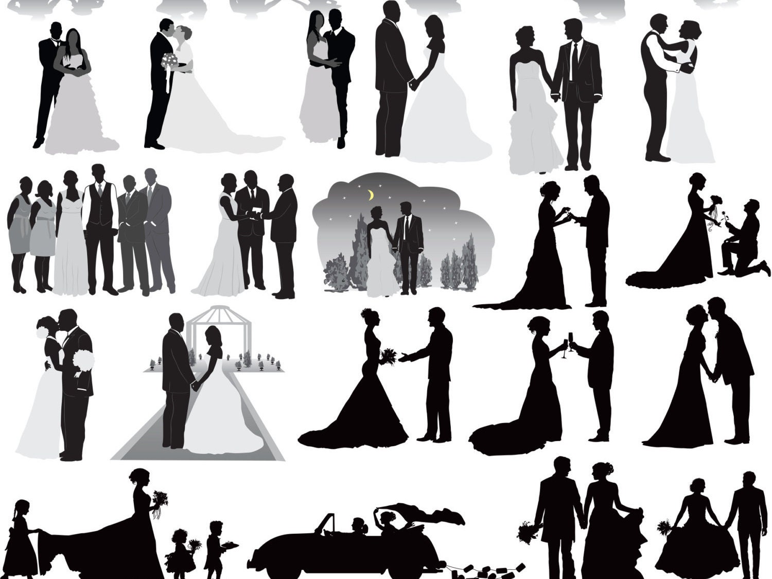 free wedding party silhouette clip art - photo #13