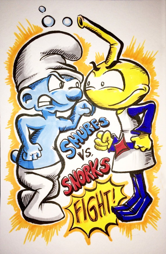 Original Art Smurfs vs Snorks by DawnGriffinStudios on Etsy