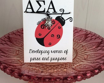 Alpha Sigma Alpha Sorority Wish Bracelet~ Sorority~ College Life~ Go Greek~ Big Sis Lil Sis Reveal~ Rush Week~ Choose Crown or Ladybug Charm