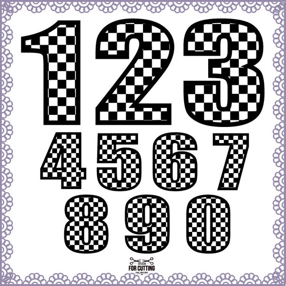 Checkered Numbers Cut Files Svg Eps Dxf. for use with your