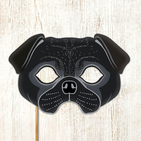Black Pug Dog Mask Printable Carlin Mops Dutch by LMEprintables