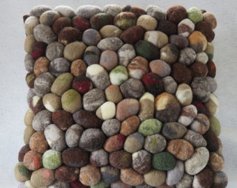 Rock Wool Pillow, Handmade 14" Cushion Natural Home Decor Accent