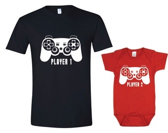 Father Son Matching Shirt Onesie Player 1 Player 2 Shirts Dad and Baby Matching Shirts Matching Family Shirts Baby Boy Clothes Father's Day