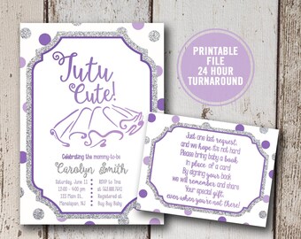 Baby Shower Invitation Printable, Baby Girl Shower Invitation, Purple Shower Invitations, Baby Girl Shower, Sparkle Shower Invite, Download