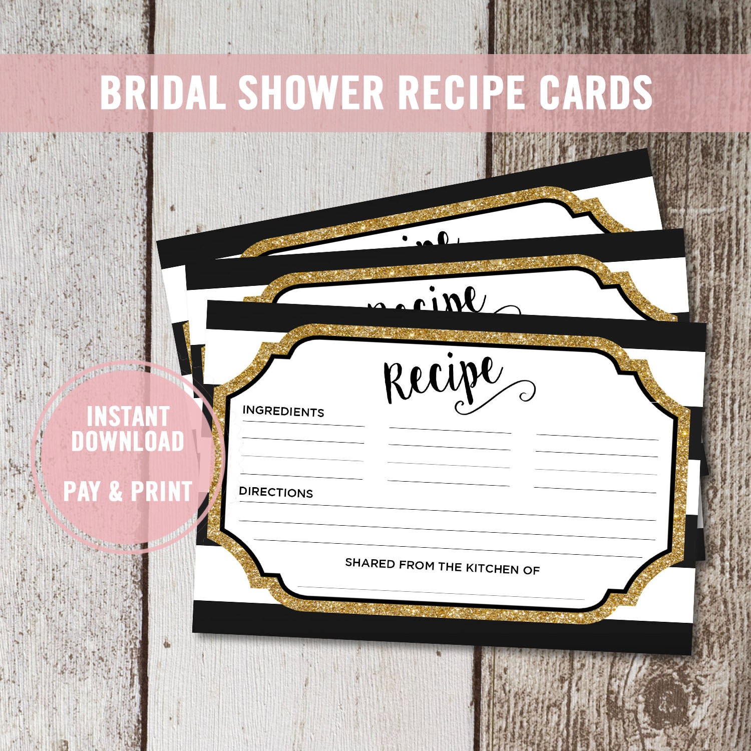 Bridal Shower Invitation Recipe Cards for Bride Bridal