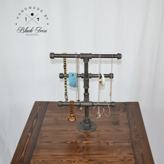 Industrial Jewelry Stand Black Iron Pipe Jewelry Holder