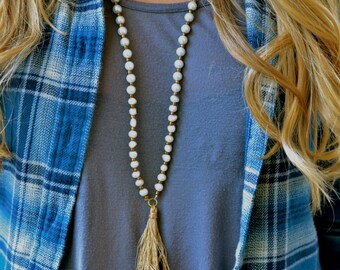 Layla // pearl tassel necklace
