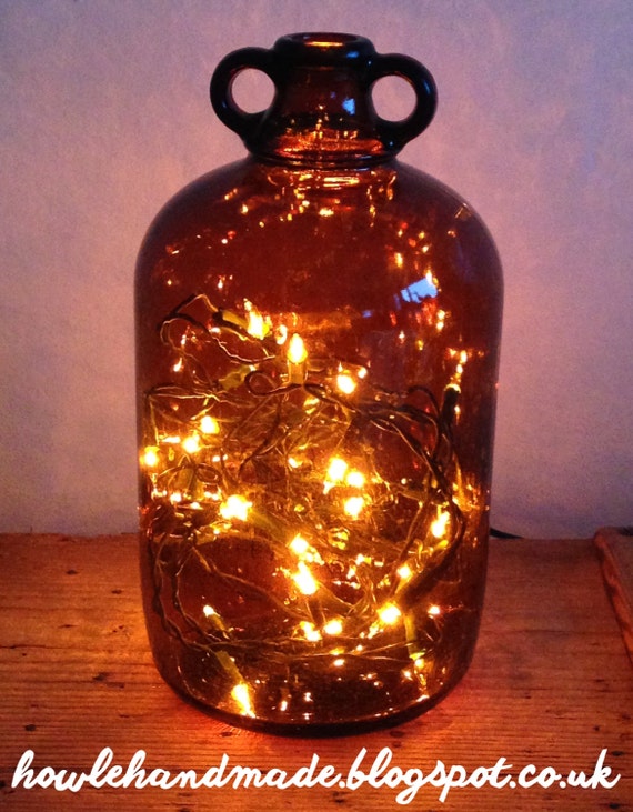Large Demijohn Brown Glass Light Bottle Lamp