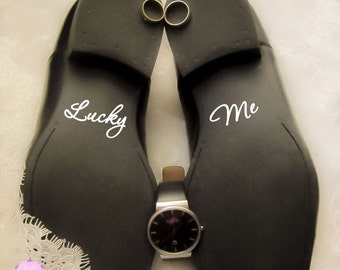Groom Shoes Decal - Lucky Me - Wedding Shoes Sticker Wedding Decal Wedding Sticker Groom Shoes Decal