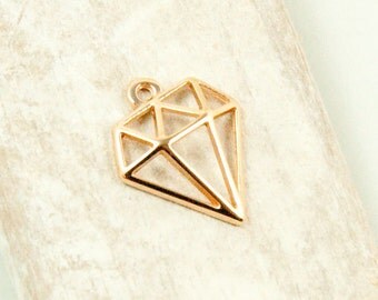 2 x diamond pendant rose gold plated #3604