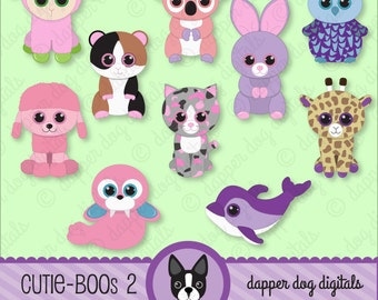 Beanie Boo's Clipart Pack, Glitter Eyes - Commercial Use, Digital Clip Art, Digital Images