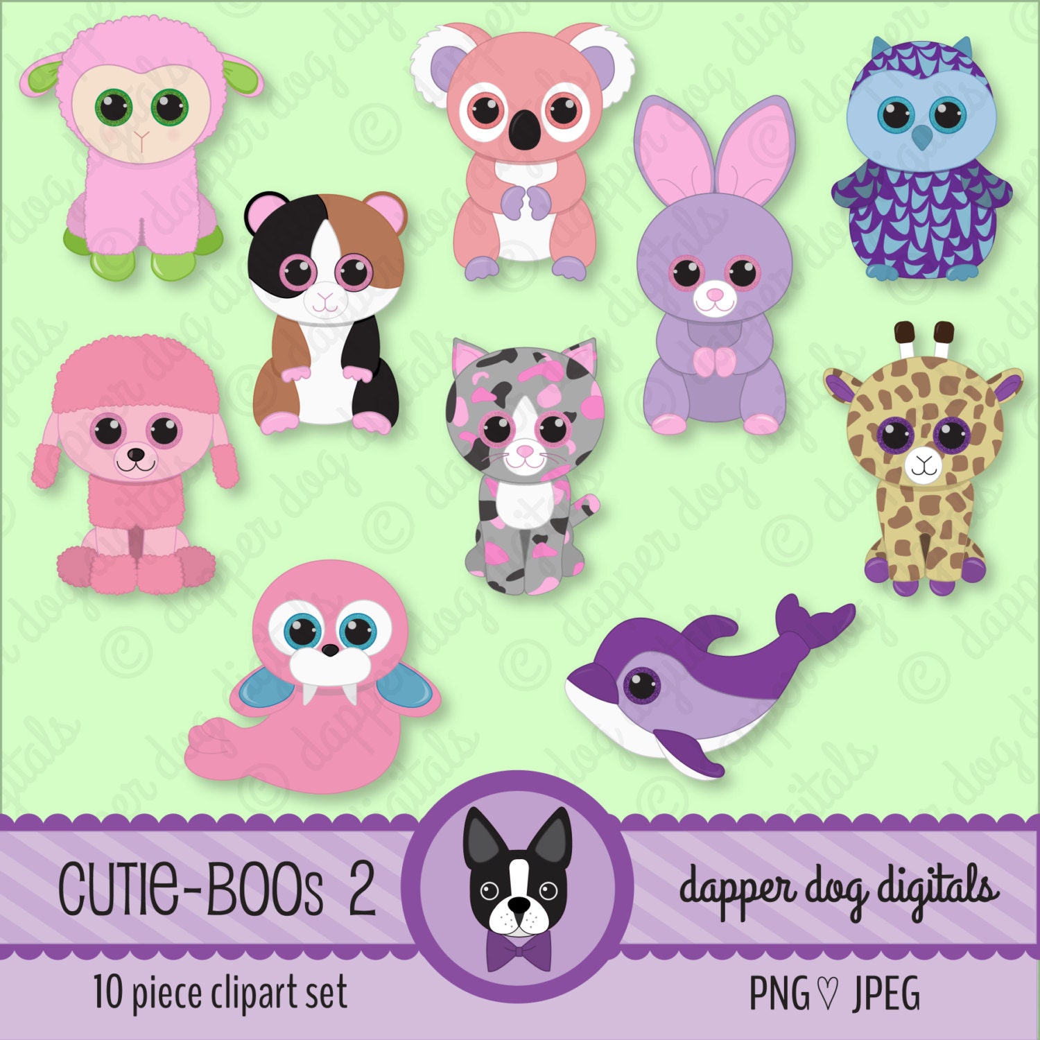 Beanie Boo's Clipart Pack Glitter Eyes Commercial Use