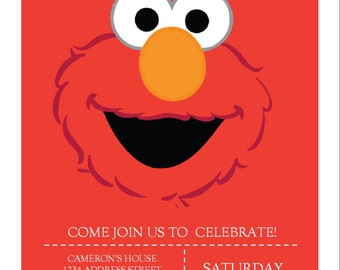 Elmo Birthday Invitation - Any Age - Sesame Street - YOU PRINT - JPEG file only.