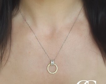 9ct Yellow & White Gold Circle of Life Pendant Necklace