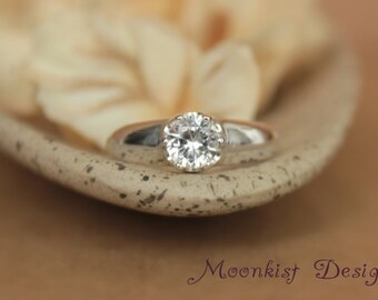 size 65 bold white sapphire solitaire engagement ring in sterling silver artisan solitaire - Artisan Wedding Rings size 65 bold white sapphire solitaire engagement ring in sterling silver artisan solitaire - Artisan Wedding Rings