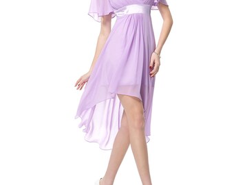 Glamorous Double V-Neck Ruffles Padded Hi-low Dress