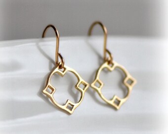 Moroccan Dangle Earrings in Gold, Gold Dangle Earrings, Gift for Her, Tiny Gold Earrings, Modern Earrings, Gold Delicate Earrings, Blissaria